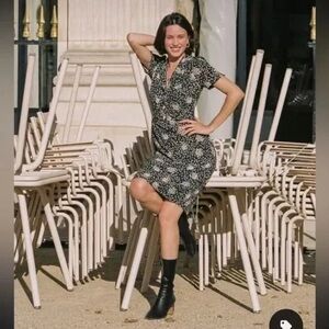 Rouje Anais Black and White Floral Midi Dress